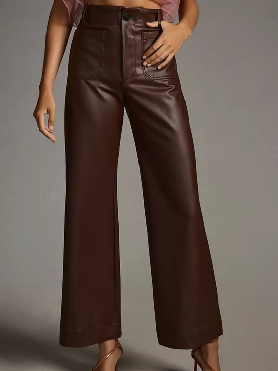 Anthropologie Pants - Anthropologie Colette Faux Leather Cropped Wide-Leg Pant by Maeve